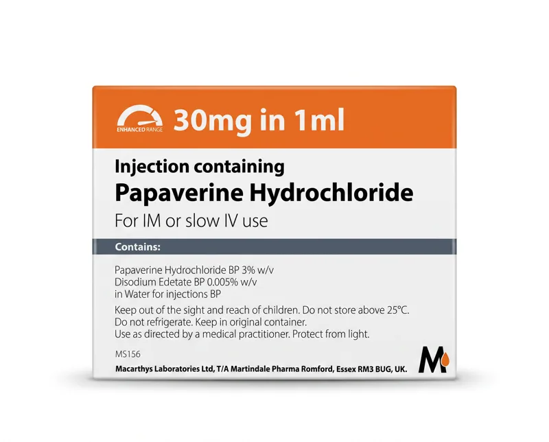 Papaverine HCL 30 mg in 1 ml